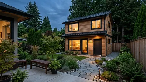 Laneway house exterior on a North Shore lot